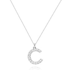 Collar colgante alfabeto plata acero inoxidable letra inicial C monograma encanto