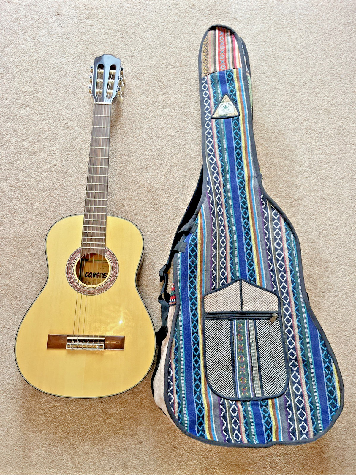 Vintage Congress Classical Guitar 1/2 Size Model BC 392 1/2N Handmade Hemp Case