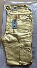 Armor Jeans Stacked 5 Pocket Cargo Denim Size 36 X 36 Metallic Gold Shiny