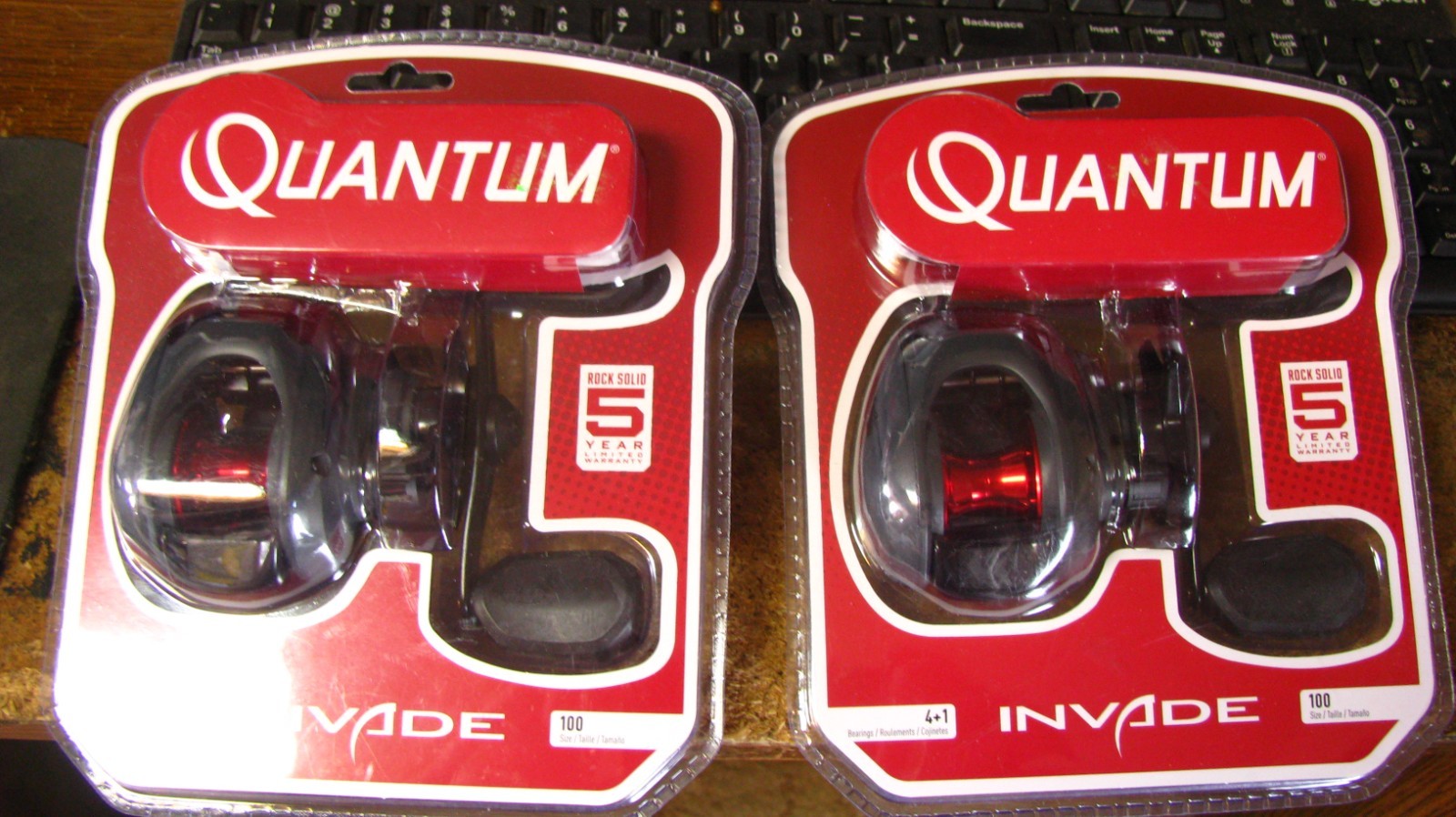 Quantum baitcast reel, "Invade", RH, 5 bearings, 6.1/1, 2 ct