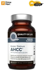 Kinoko Platinum AHCC 750 mg - Immune Supplement - Quality of Life - 60 Count