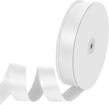 1" Width x 100 Yards Satin Ribbon, White Ribbon Perfect for DIY Craft, Bows, Gif