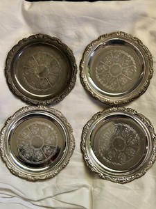Set of (4) 1988 Reader's Digest 4" Engraved Silver-Plated Drink Coaster Italy