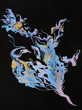 9x12 Original Gouache Art Mixed Media Paper Abstract Blue and Pink