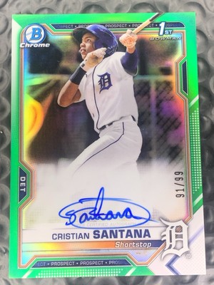 2021 Cristian Santana 1st True Green Auto /99 Bowman Chrome Refractor