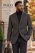 Polo Ralph Lauren Traveler Men 38R Gray Wool Blend Blazer Suit Jacket Portugal