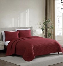Lenox 3 Piece Burgundy/red Quilt Set King Size New In Package