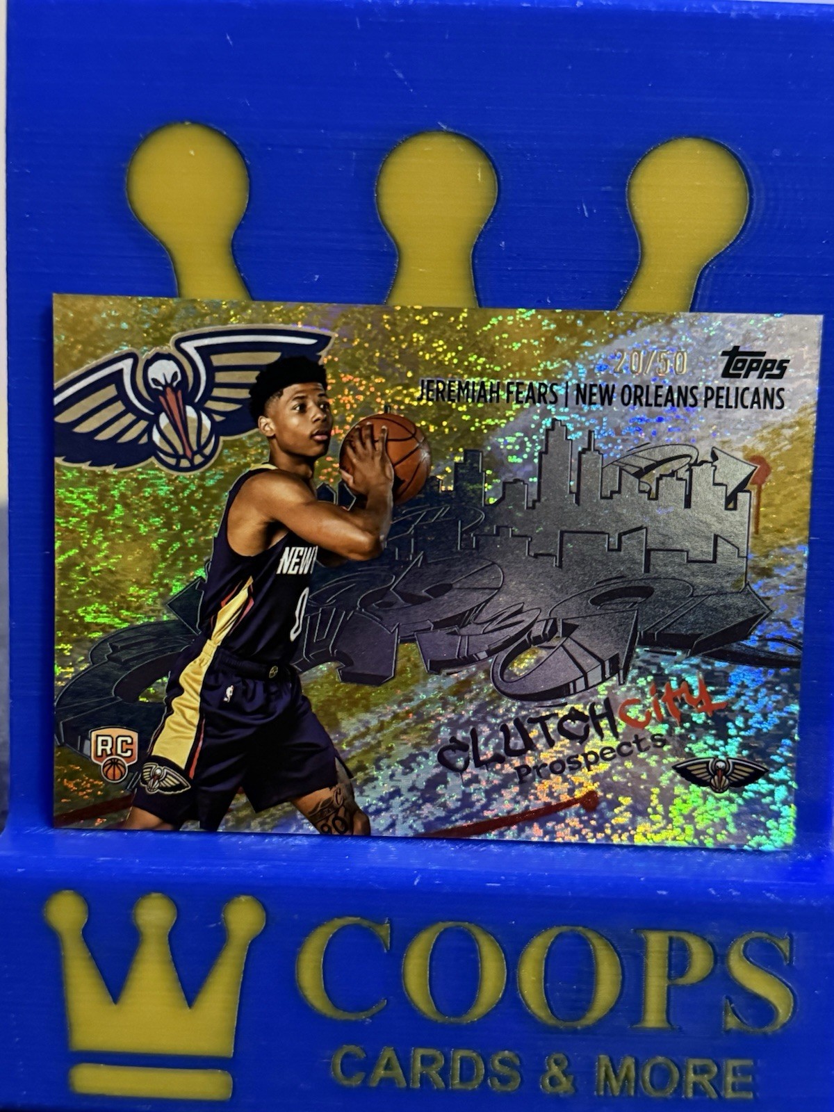 2025-26 TOPPS BASKETBALL CLUTCH CITY JEREMIAH FEARS RC PELICANS #CC-7 GOLD /50