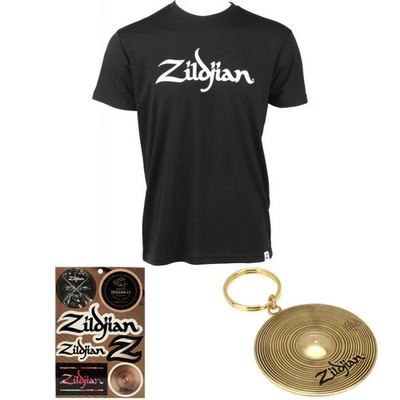 Zildjian Black Classic Logo T-shirt Gift Bundle - X-Large