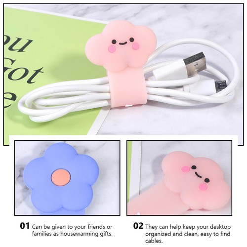 2 Pcs Silicone Cable Winder Organiser Clips Cute Organizer Earphone Holder - Afbeelding 9 van 12