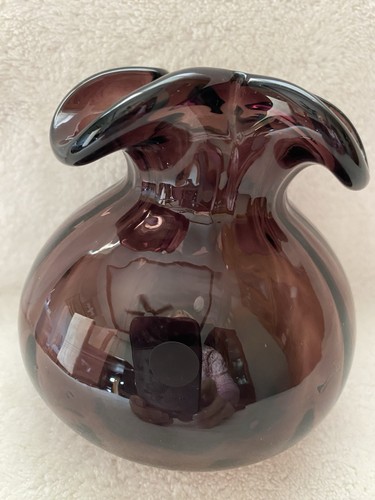 Vtg Beacon Optic Amethyst Hand Blown Glass Vase - Picture 2 of 7