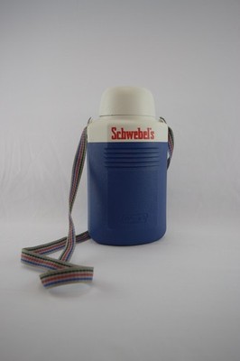 Vintage Coleman Model 267 Water Jug Schwebel s Promo Blue White w/ Strap