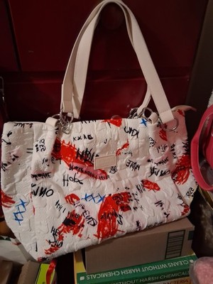 Fashion Bag New York White Red Black Graffiti Print Tote with Double Handles