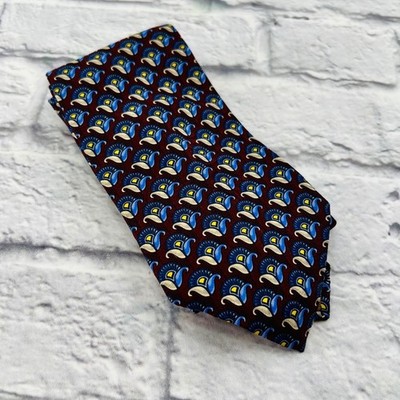 Robert Talbott Studio Burgundy Blue Paisley Silk Mens Necktie Preppy Career