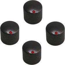 4PCS Black Red Dot Gem Metal Guitar Potentiometer Knobs Control Knurled Knob...
