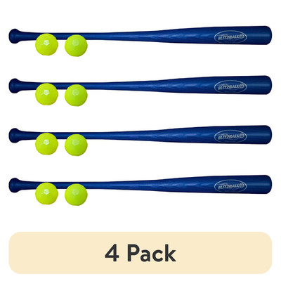 (4 pack) Blitzball- Plastic Backyard Baseball Bat and 2 Ball Combo Set