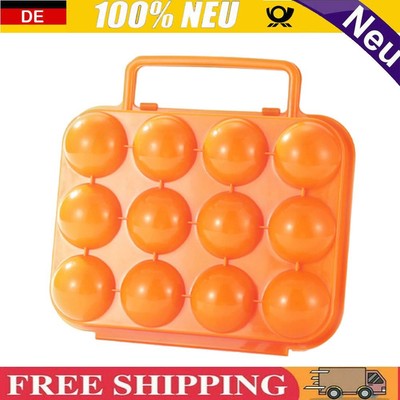 12 Grid Egg Container Case Portable Outdoor Egg Storage Box with Handle (Orange)