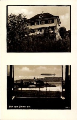 Ak Wasserburg am Bodensee Schwaben, Pension Alpenblick, Zeppelin - 11388711