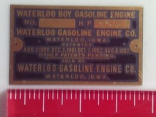 1/2 scale Waterloo Boy Model Engine Nameplate...