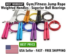 GYM CROSS FITNESS JUMP ROPE - WEIGHTED NON-SLIP HANDLE - IMPORTED STEEL BEARINGS
