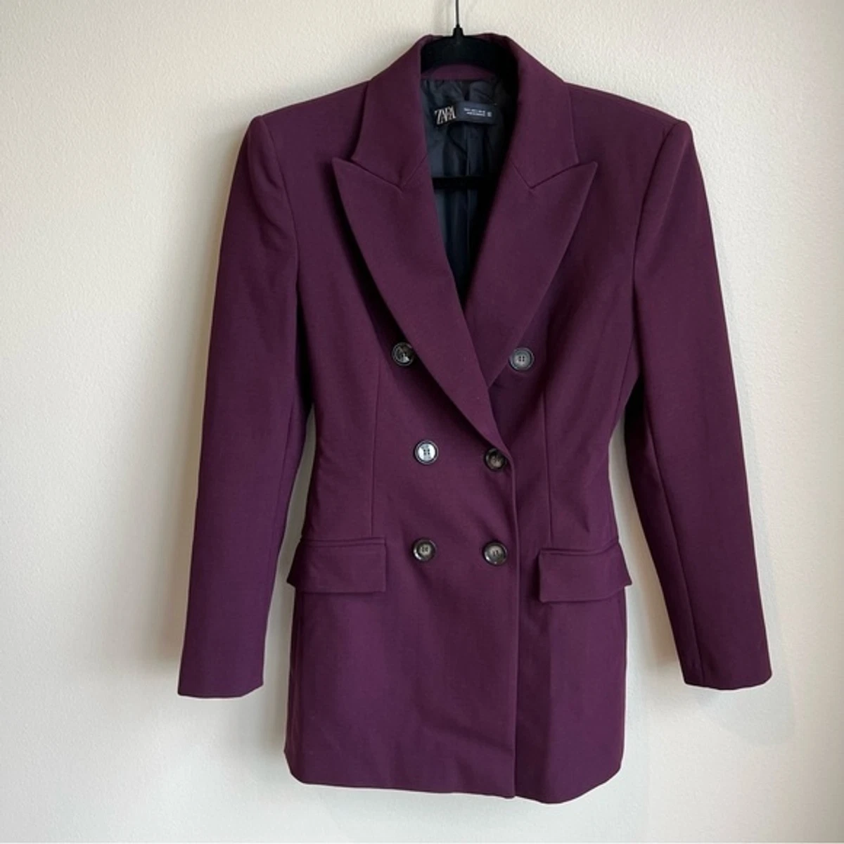 Zara Double Breasted Burgundy Blazer Size Small eBay