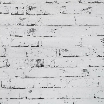 Vinyl Wallpaper textured 3D wallcoverings white gray black modern faux brick 3-D