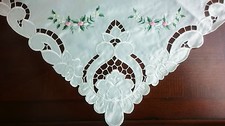 Embroidered Handmade Rose bud Embroidery Fabric 42x42" Square Tablecloth