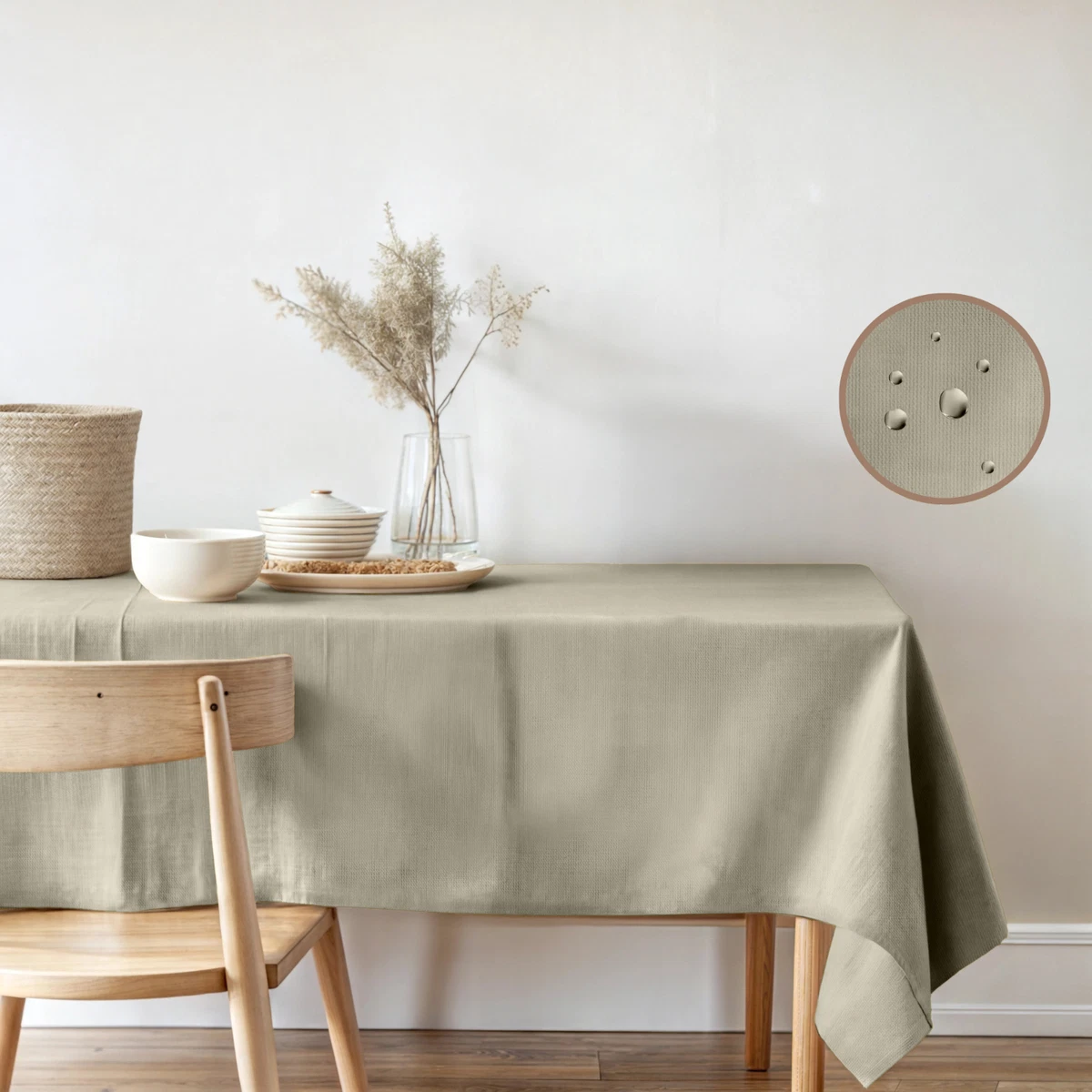 VidaXL 5 Tovaglie Antimacchia E Idrorepellenti 170x130 Cm In Poliestere Crema, Peso 180 G/m²