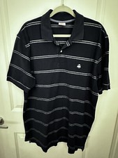 Brooks Brothers 346 Polo Navy And White Striped 100 Cotton logo on chest