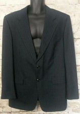 Jones New York 2 Button Blazer Jacket Sports Coat Mens 42L Blk Pinstripe