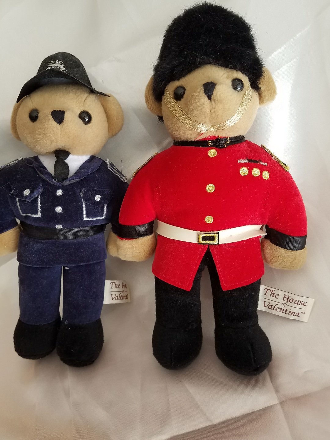 House of Valentina England  two plush bear  toys policemen and guard 