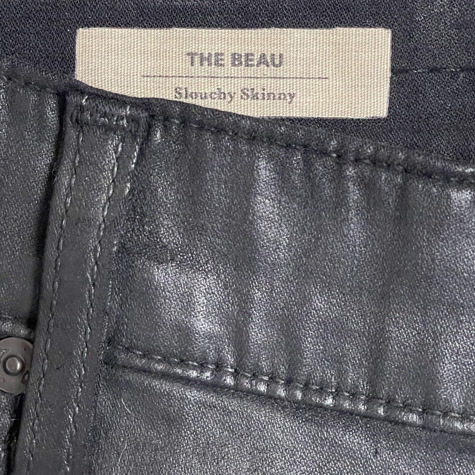 Adriano Goldschmied The Beau Slouchy Skinny Coated Pants Black Size 31 Regular thumbnail 5