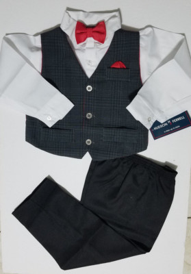 New Toddler Boys Hudson Ferrell 4 Pc Vest Set Special Occasion Black White 4T