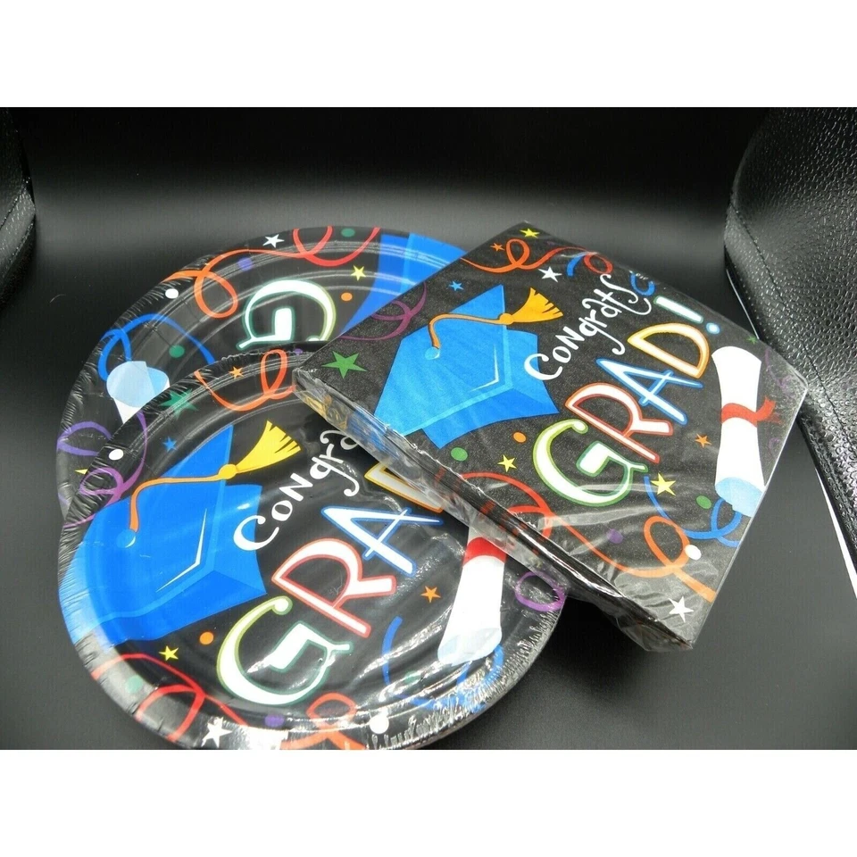 Graduation Plates Napkins Bundle 32 Dinner 32 Cake/Appetizer 64 Napkins Congrats - Image 4 of 4