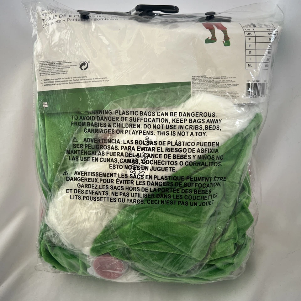 North Pole Guy 6 Piezas XXL 48/52 Vacaciones Navidad Disfraz Rojo Verde Hombres Foto 3 de 4