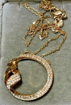 Vintage Swarovski Cygne Rose Volutes Couronne Cristal Pendentif