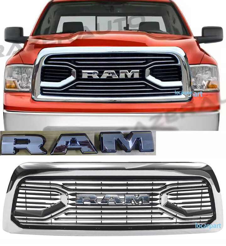 Upgrade Grille For 2009-2012 Dodge Ram 1500 Front Bumper Grille w/Letter Chrome