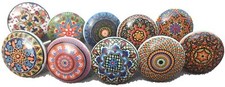 Set of 10 Vintage Look Flowers Ceramic Knobs Door Handle Cupboard Drawer