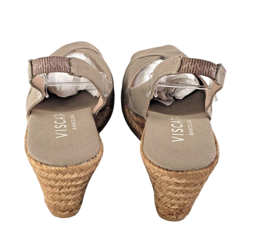 Damen-Sandalen Espadrille Canvas Fersenriemen offene Zehenpartie Keilabsatz hellbraun Viscata US 8,5-9 - Bild 12 von 18