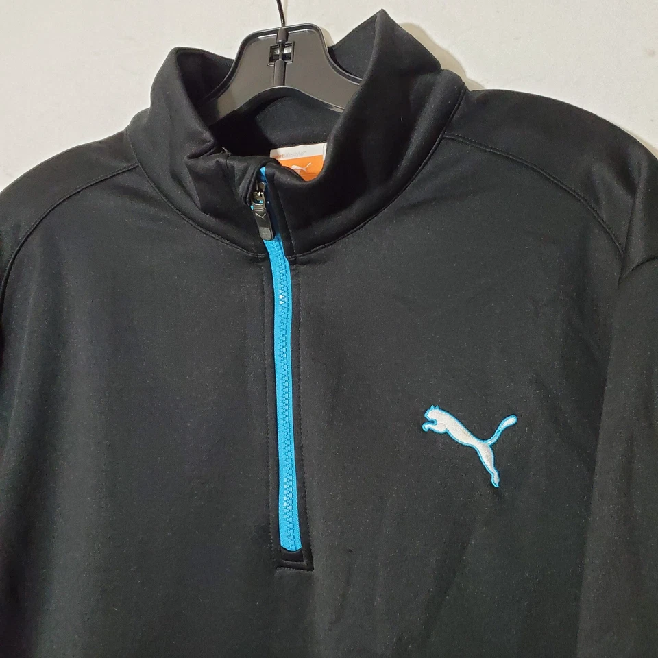 PUMA Sweatshirt Mens XL 1/4 Zip Pullover Fleece Lined Black Long Sleeve  - Image 4 of 4