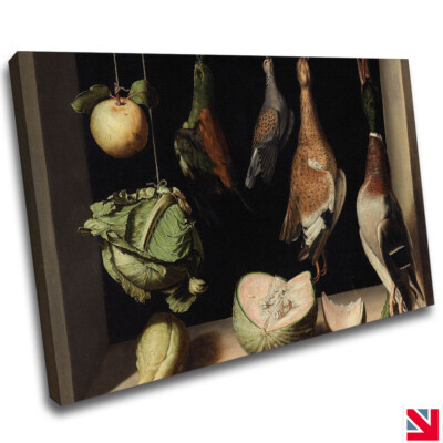 Juan Sanchez Cotan Stillleben mit Spiel LEINWAND Wandbild Bild Druck