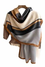 Scarf, Rectangular, 70  By 25  , Color Block, Beige/camel/gray/black, Very Nice 