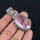 Pink Kunzite 925 Silver Gemstone Handmade Pendant Jewelry 5.7 cm
