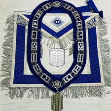 MASONIC REGALIA CHAPLAIN APRON BLUE WITH CHAIN COLLAR  JEWEL-HSE