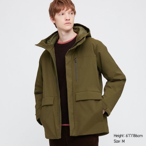 UNIQLO Hybrid Down Parka Jacket US S Size run large Olive.