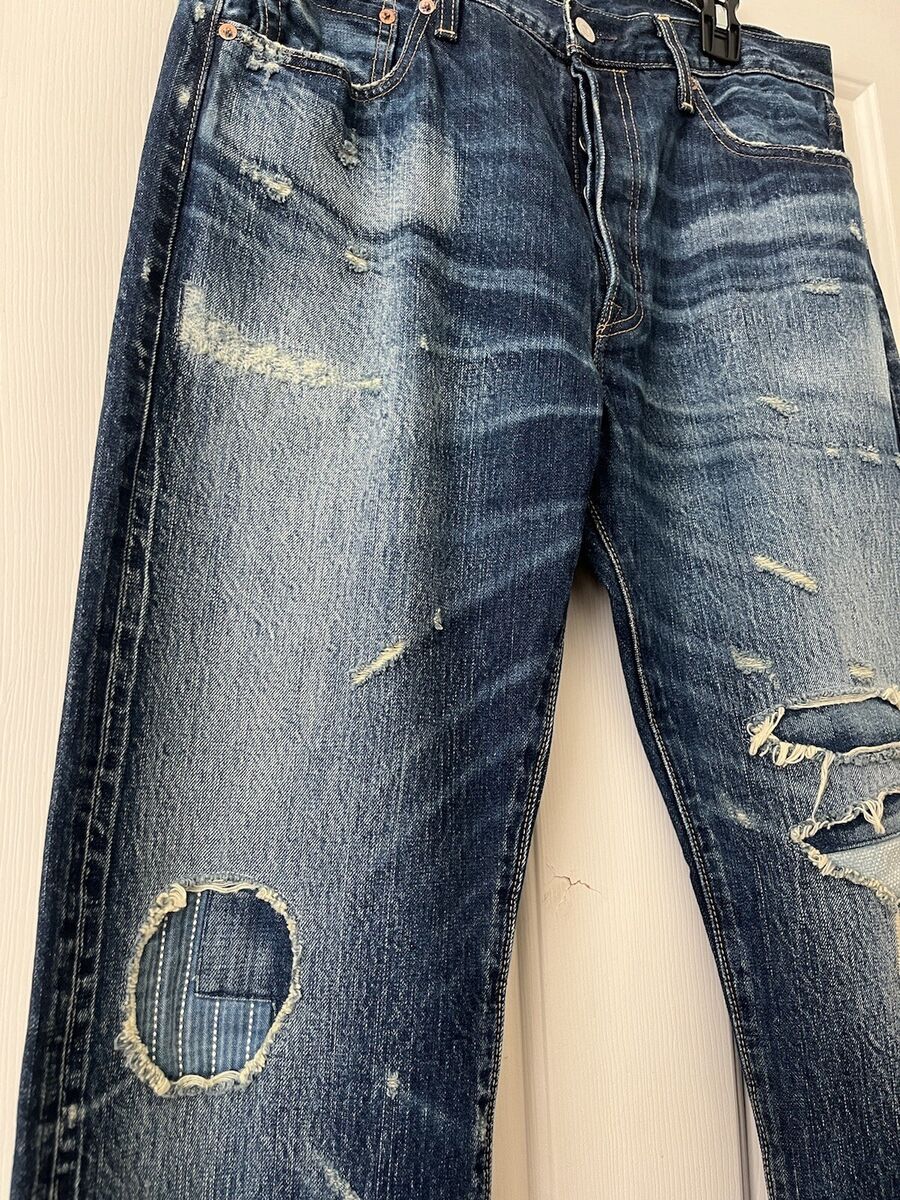 LEVI'S 501 Japan Made & Crafted Selvedge Big E Rip & Patch LEVI'S 501 Japan Made & Crafted Selvedge Big E Rip & Patch