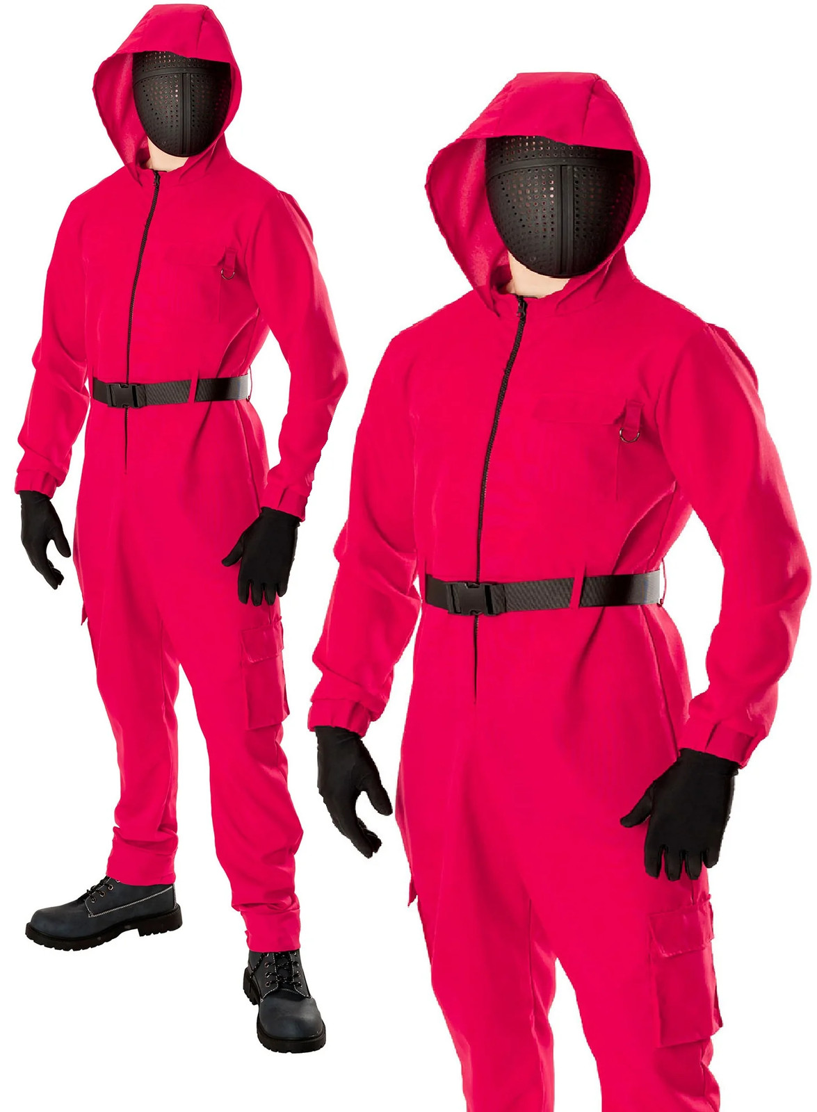 Gamer Traje & Máscara Rojo Mono Adultos Juegos Disfraz para Hombre Mujer