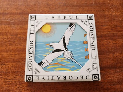 Souvenir Ceramic Tile Trivet Bermuda Flying Ocean Bird 6'' x 6'' NEW!