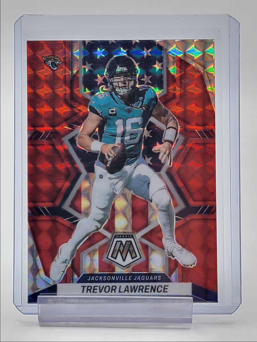 TREVOR LAWRENCE 2022 MOSAIC NATIONAL PRIDE RED PRIZM JAGUARS Q1324