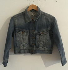 Lee Cropped Rider Retro Ladies Denim Jacket Size Medium